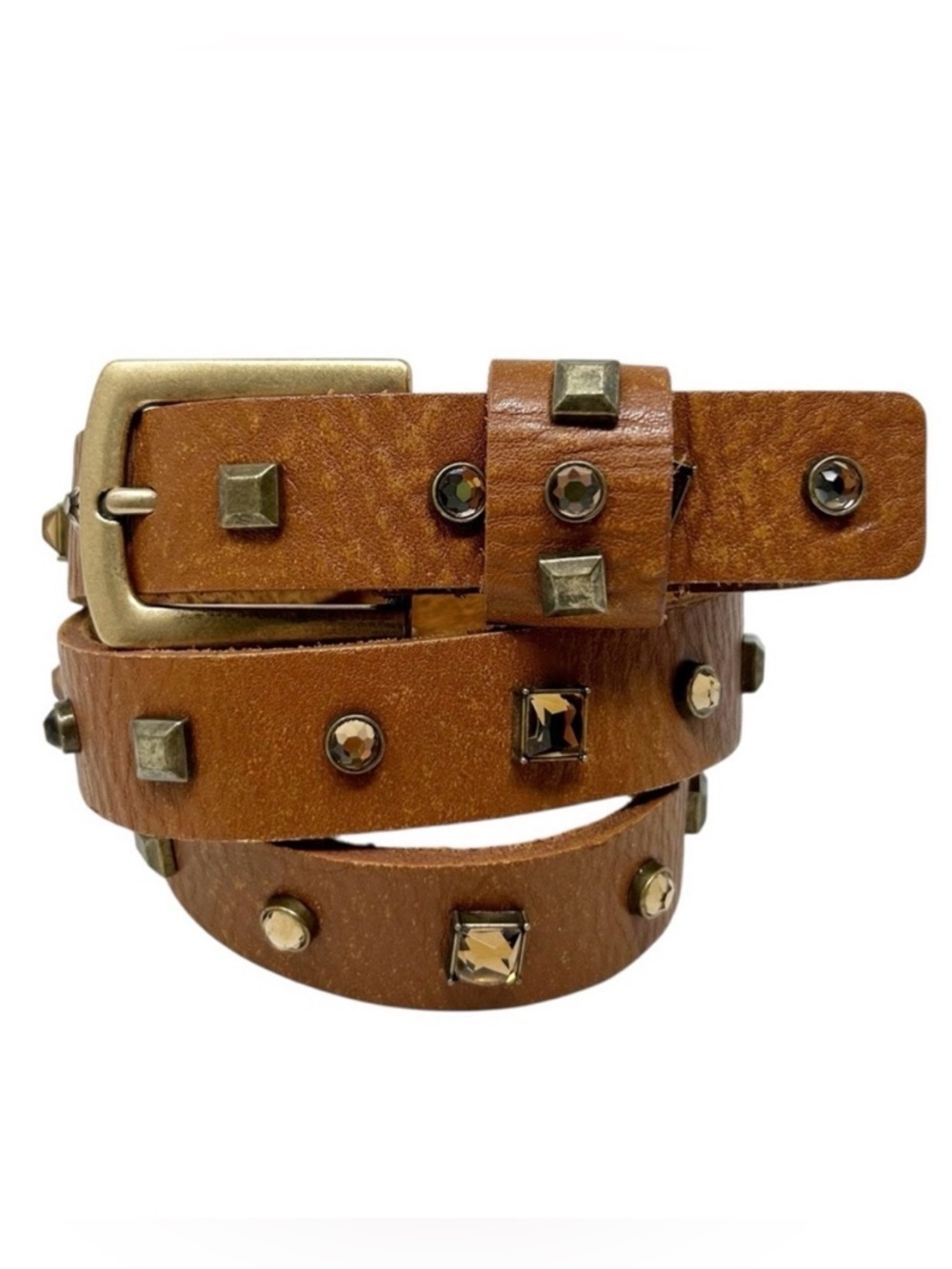 J. Crew Leather Belt With Rhinestones and Studs